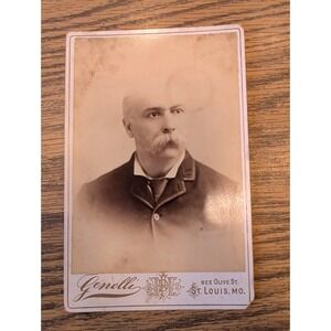 Antique Cabinet Card Man Gentleman Victorian Portrait Genelli St Louis Missouri
